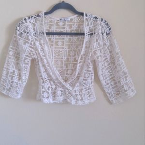 Zara Embroidered Lace Tulle blouse